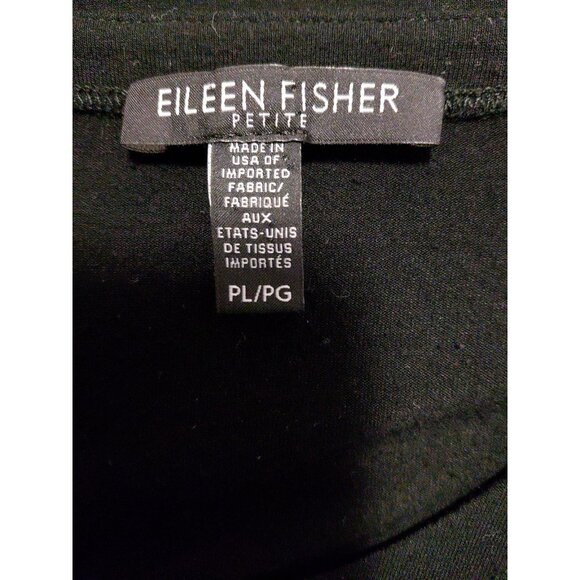 Eileen Fisher Tunic Top Asymmetrical Hem Long Sleeves Petite Large Black - Picture 7 of 7